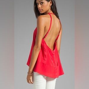 BCBGMaxzaria 100 % SILK Hi-Low Top in Lipstick Red XS